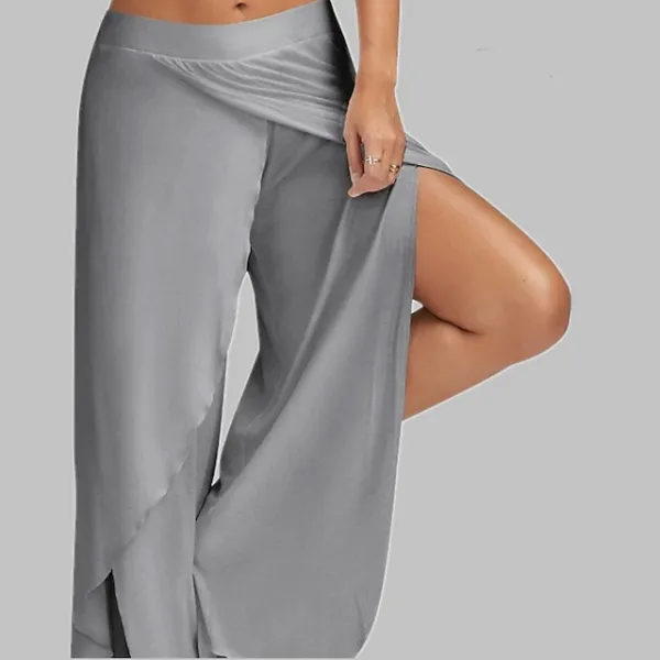 Women's Culottes Wide Leg Pants Trousers Baggy Light Green Light Grey Light Blue Mid Waist Stylish Boho Daily Going out Soft Plain S M L XL XXL