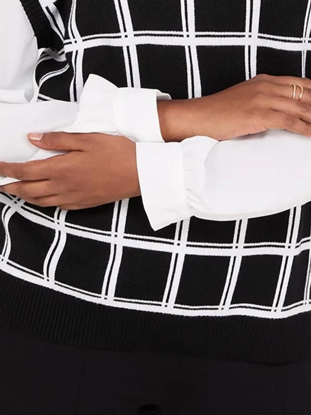 Checkered Pattern Layered Vest Top