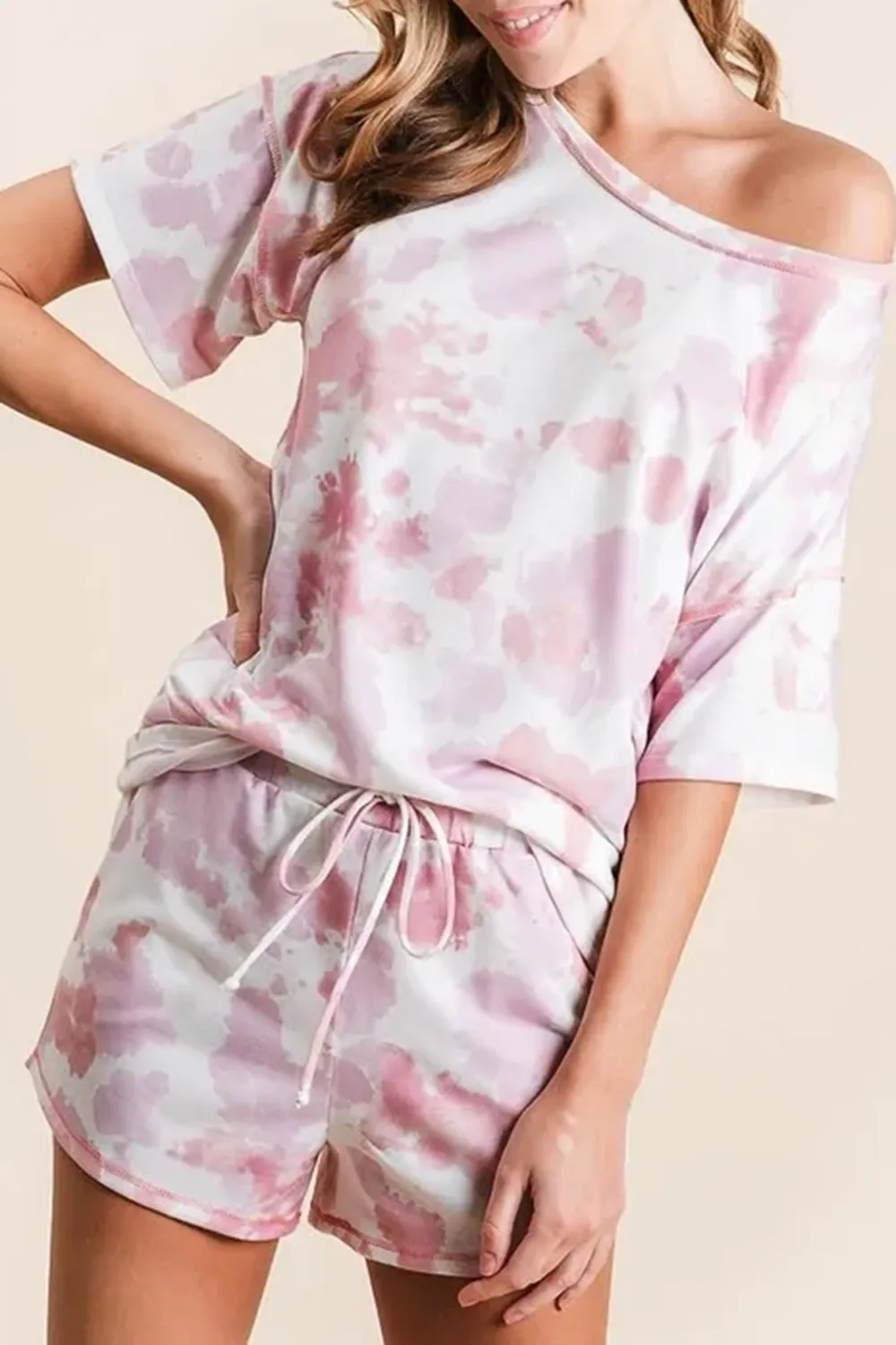 Art Tie-Dyeing Pink Hight Waist Shorts