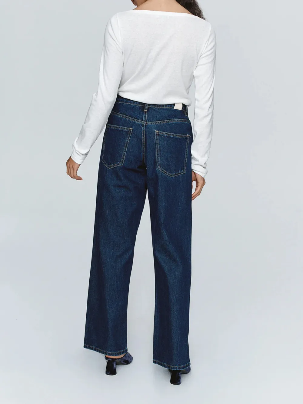 Casual Style Wide Leg Jean Washed Indigo