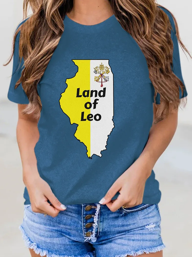 Women'S Land Of Leo Round-Neck Short-Sleeved T-Shirt