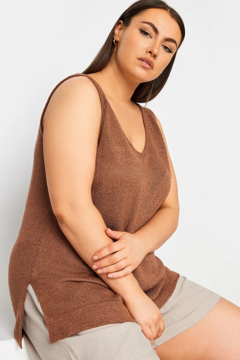 YOURS Curve Black Knitted Vest Top