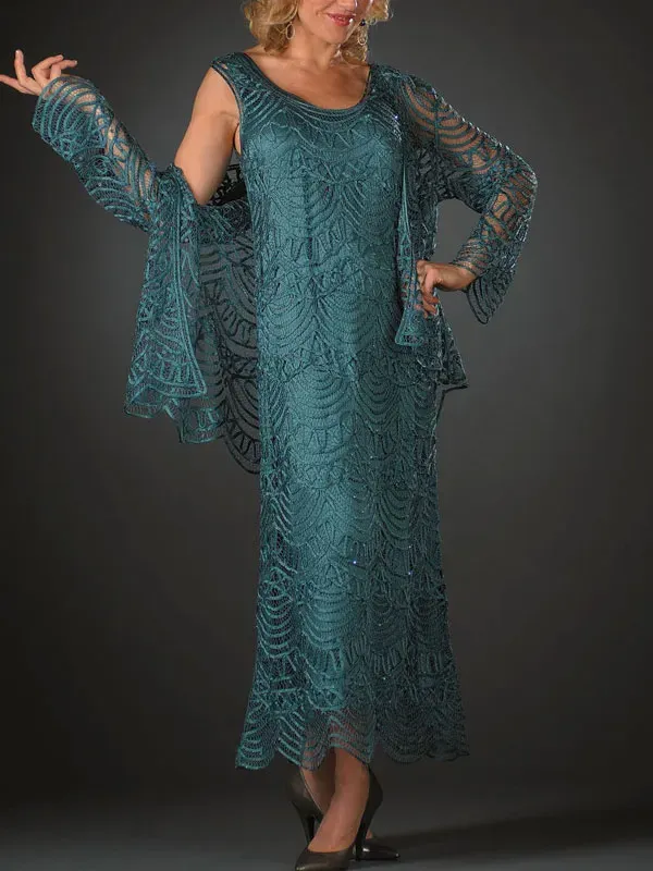 Lace Cardigan Elegant Ladies Dress Suit