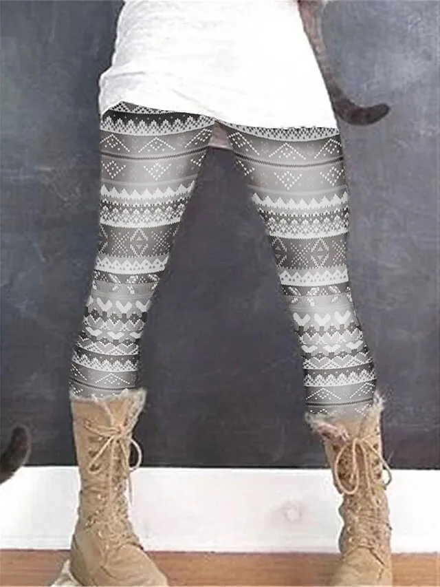 Women's Fleece Lined Leggings Warm Full Length Winter Leggings Print High Elasticity Mid Waist Fashion Designer Halloween Daily 1 2 S M Winter