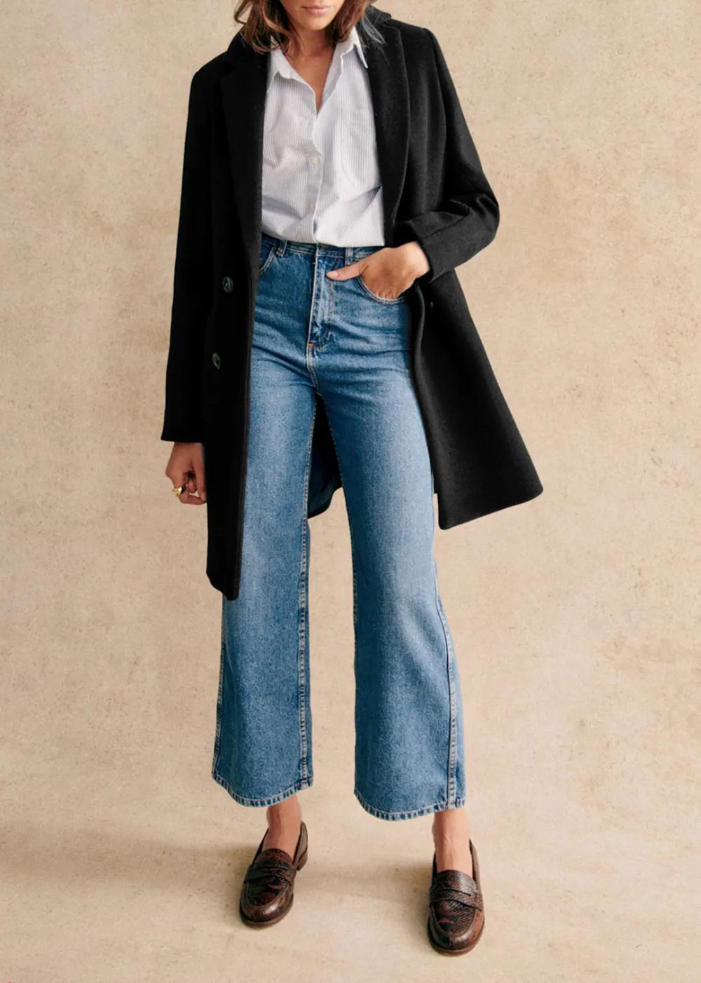 Mid-Length Solid Color Coat