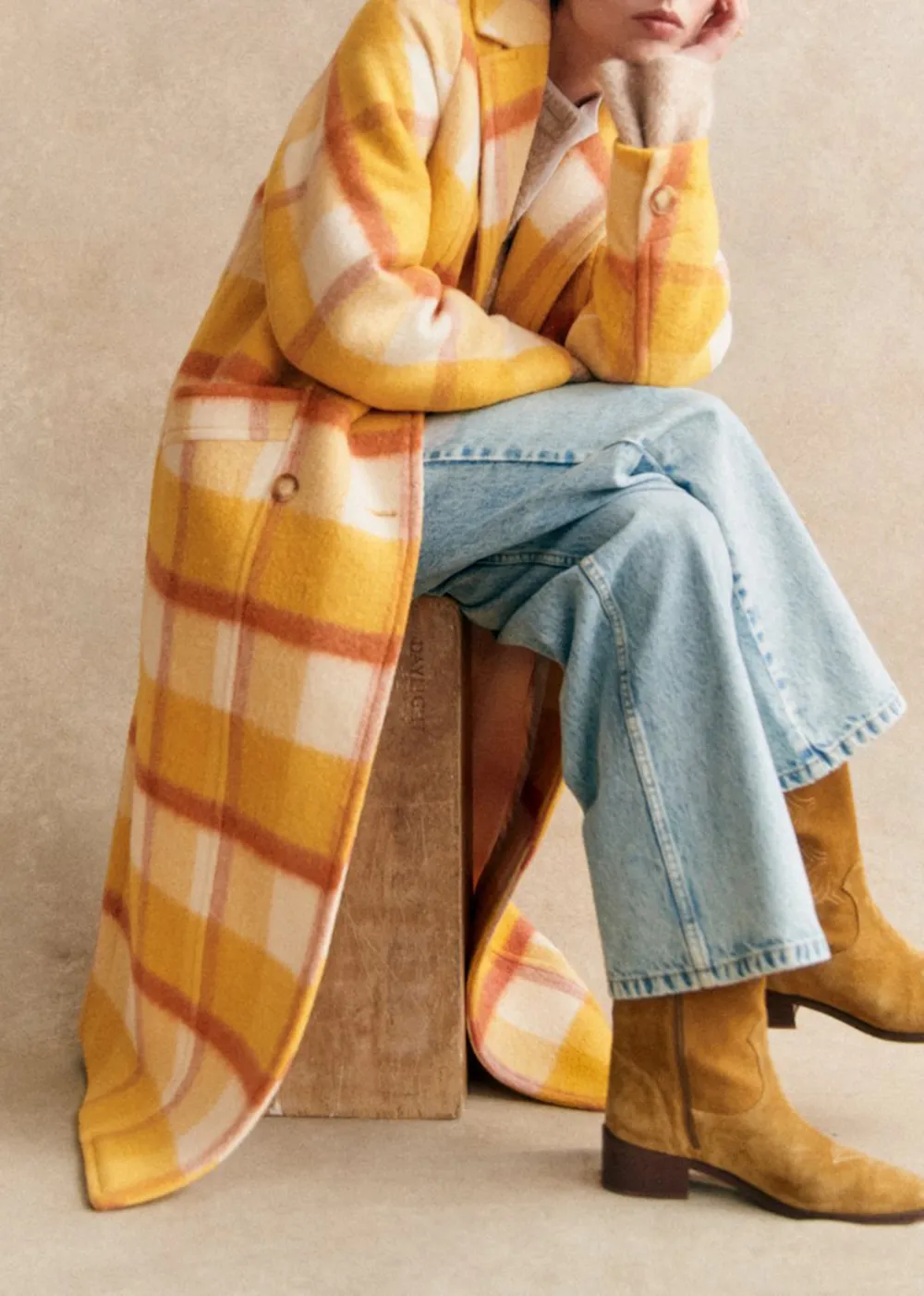 Loose Check Long Coat