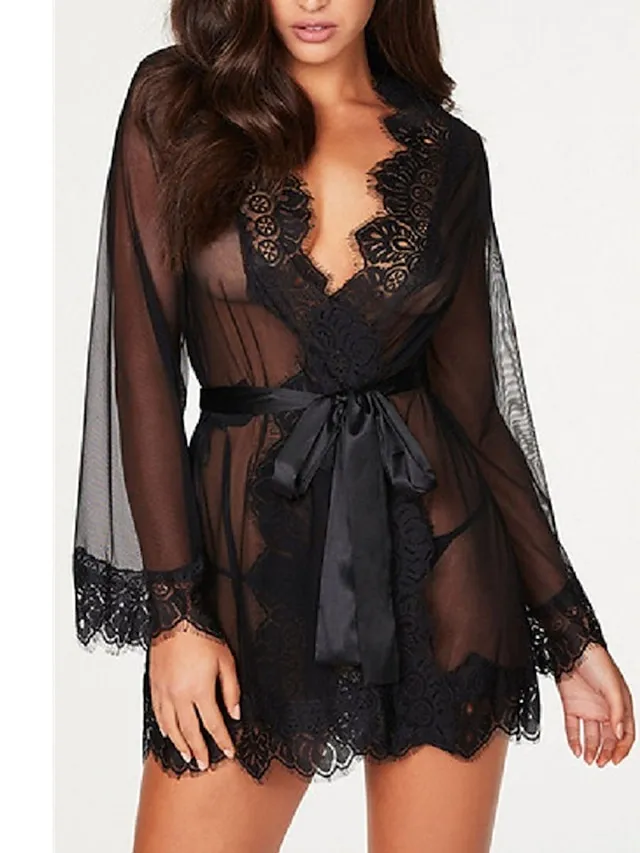 Women's Loungewear Nightgown Nightshirt Dress Gradient Pure Color Fashion Casual Comfort Home Street Date Polyester Breathable V Wire Long Sleeve Summer Spring Black White