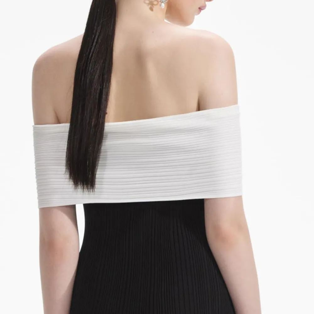 Black Knit Bow Midi Dress