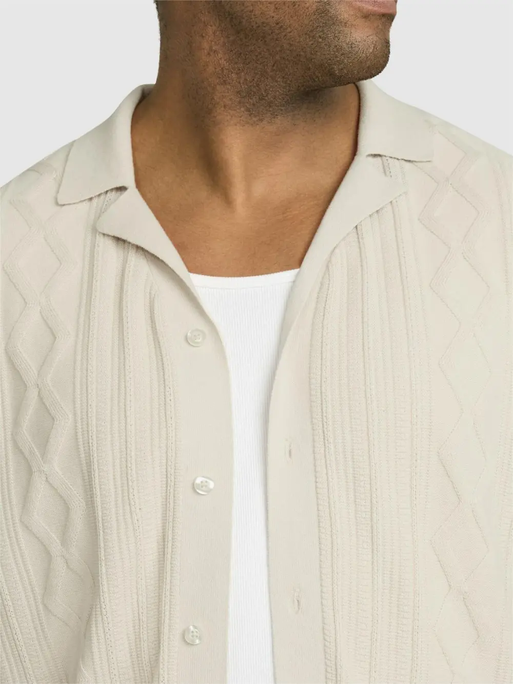 TEXTURE SHORT SLEEVE KNIT SHIRT