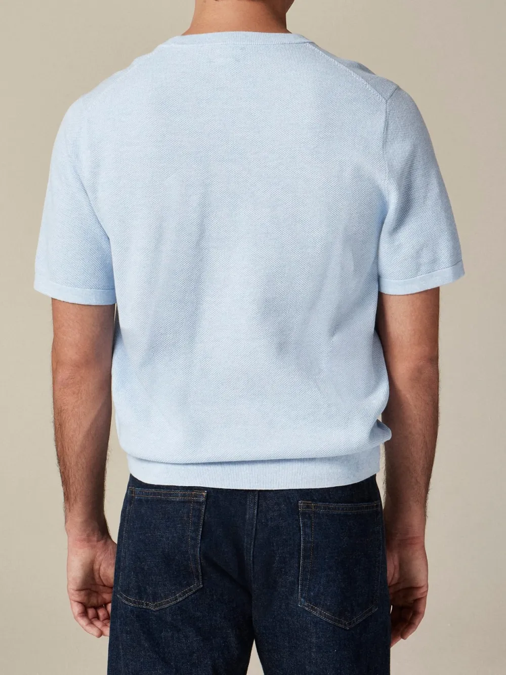 Light Blue Short Sleeve Knit Sweater