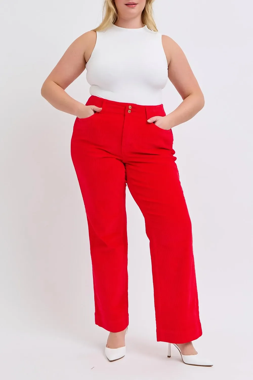 Corduroy Versatile Loose Ruby Trousers