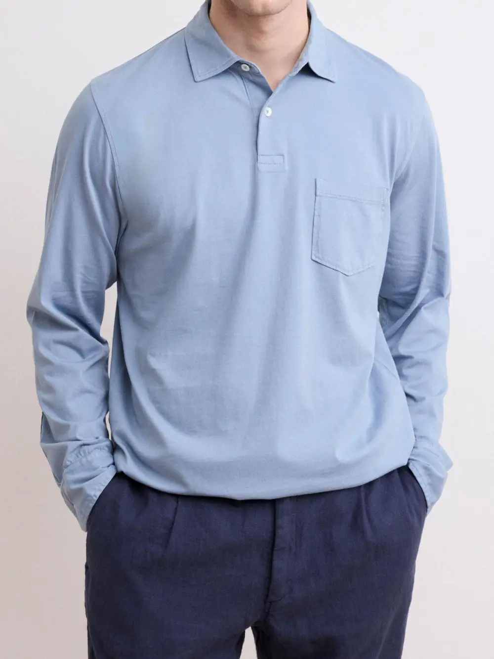 Comfortable Casual Breathable Soft Storm Blue Polo Shirt