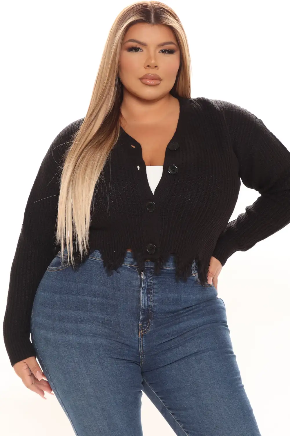 Distressed With You Cardigan - Black