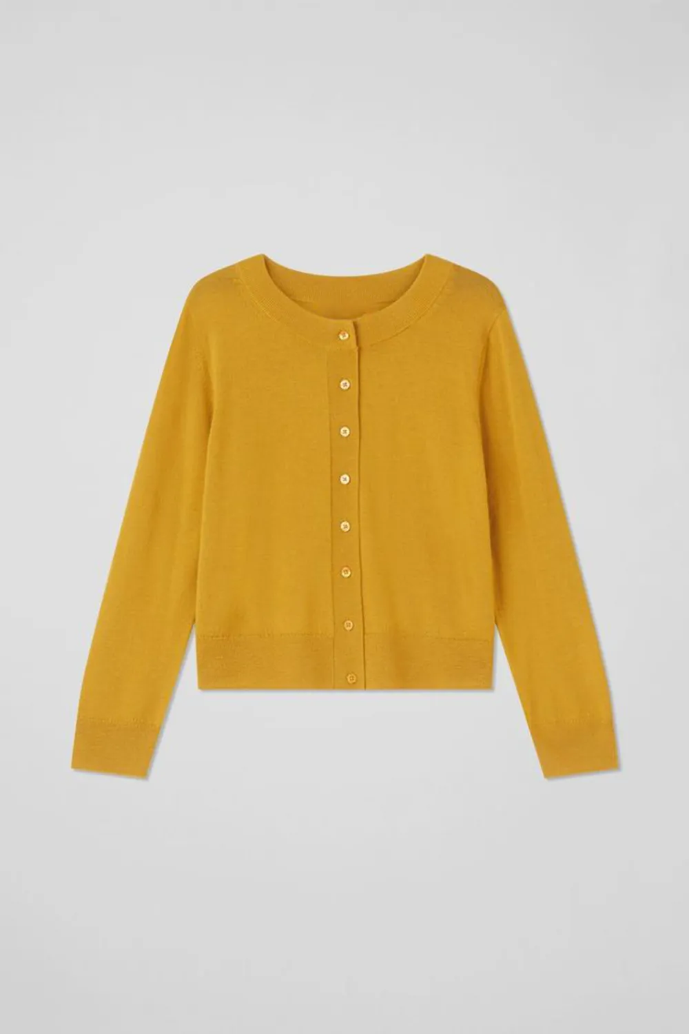 Mustard Yellow Cropped Button Down Knit Cardigan