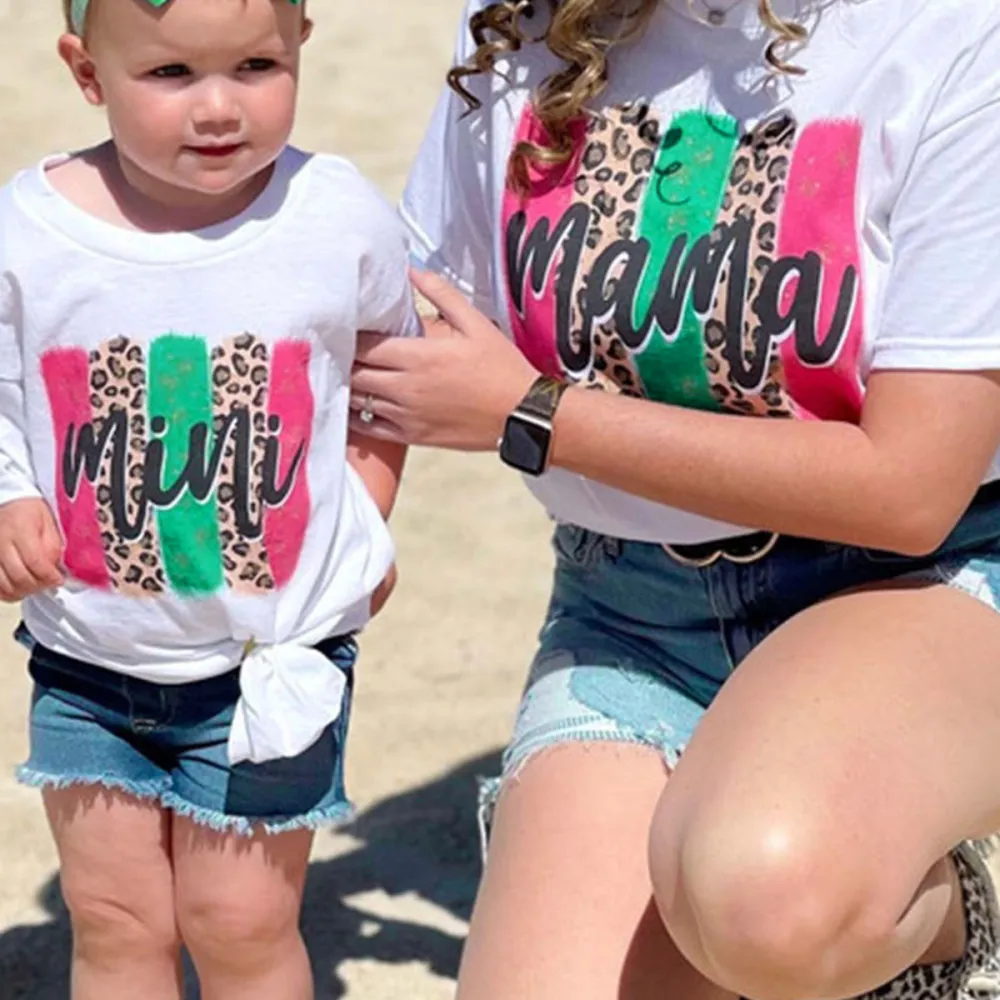 Mama Print Round Neck Short Sleeve T-Shirt