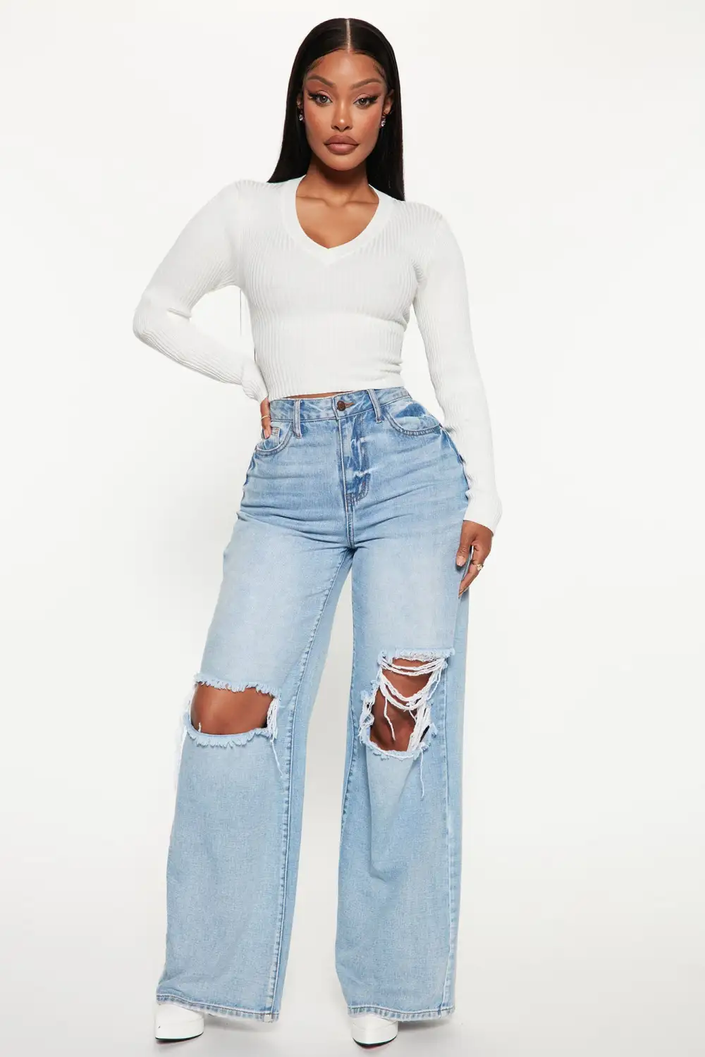 Sheila Ribbed Crop Sweater - Ivory