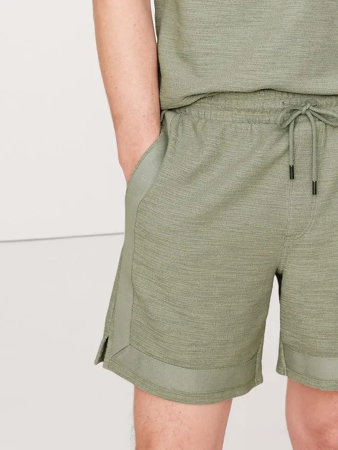 Men's Green Cotton Slub Knit Shorts