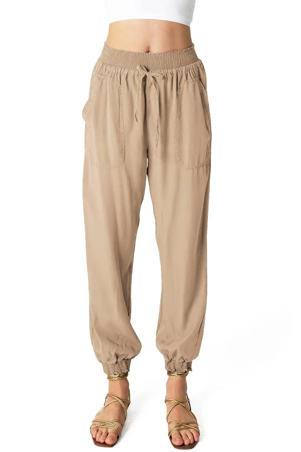 Light Blue Elastic - Waist Jogger Pants