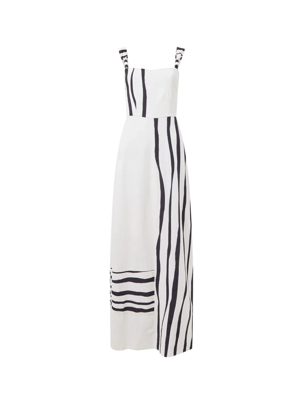 Creative Wave Stripe Square Neck Dress