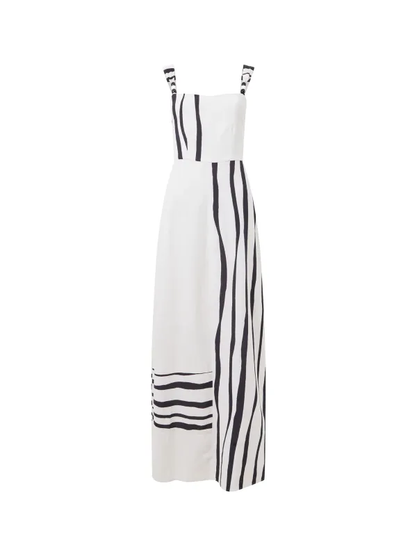Creative Wave Stripe Square Neck Dress