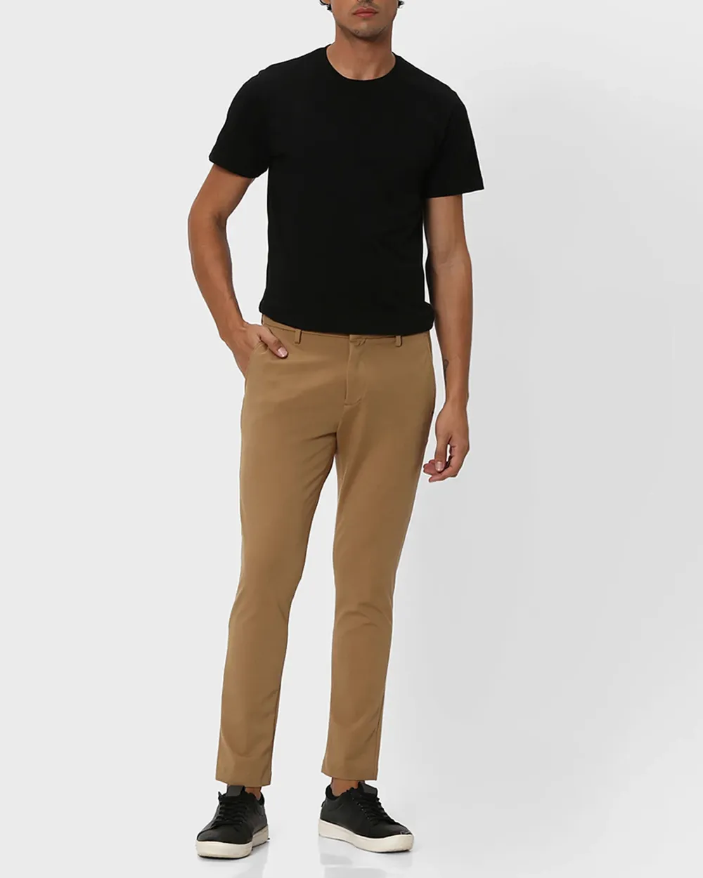 Classic Versatile Soft Slim-Fit Straight-Leg Khaki Trousers