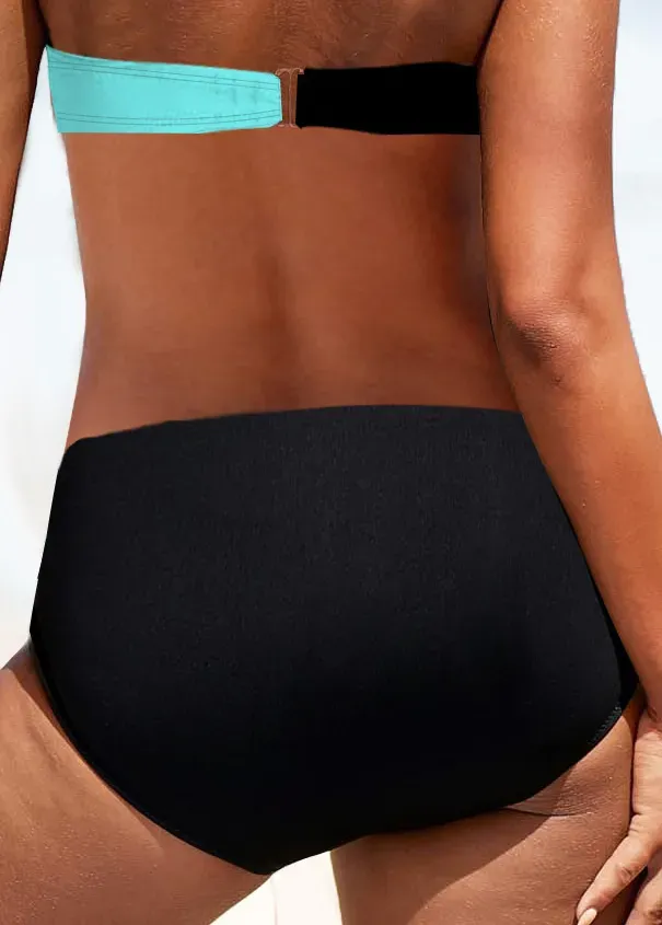 Tie Back Black Contrast Bikini Top