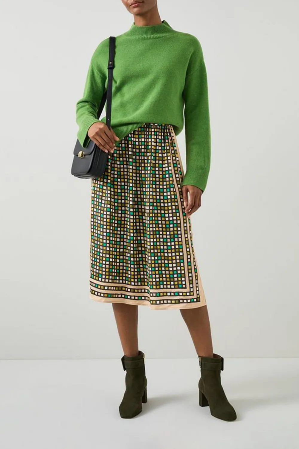 Colorful Geometric Print Midi Skirt