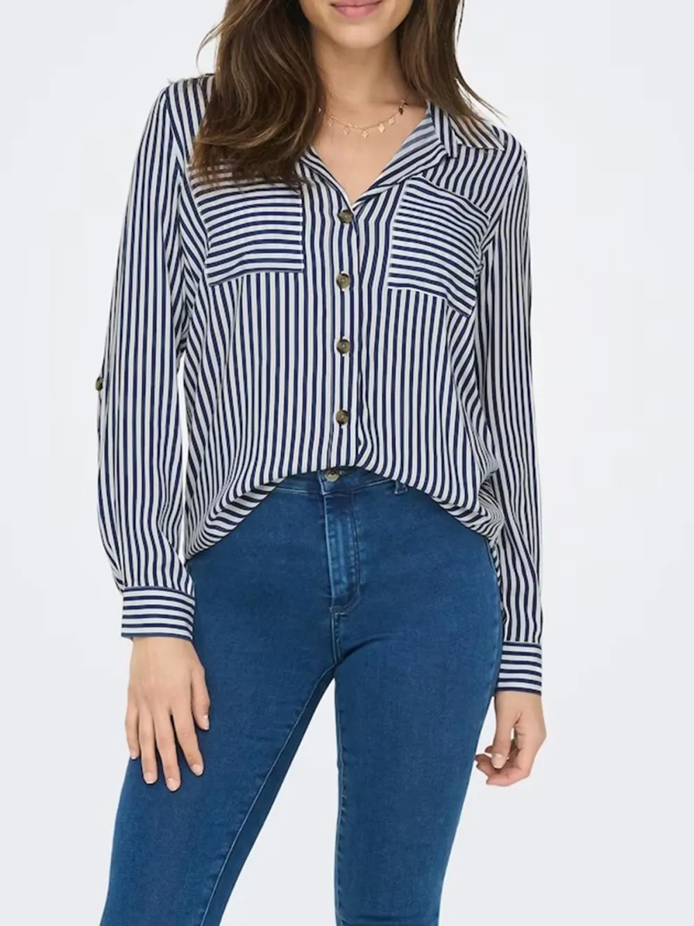 Striped Long Sleeve Casual Style Blouses