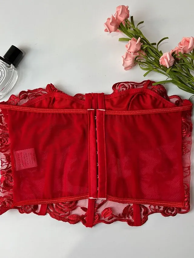 Corset Women's Corset Tops Prom Party & Evening Club Black White Red Sexy Underbust Corset Buckle Tummy Control Lace Summer Spring