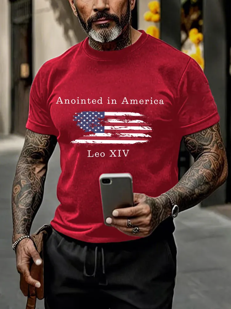 Men'S Anointed in America Pope Leo Xiv 267th Pope Printed T-Shirt