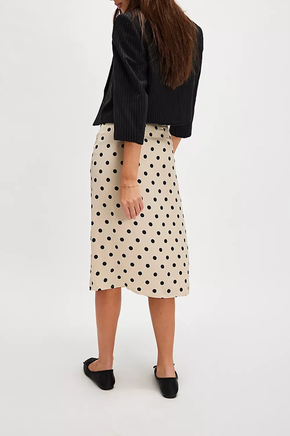 Polka Dot Print Midi Skirt