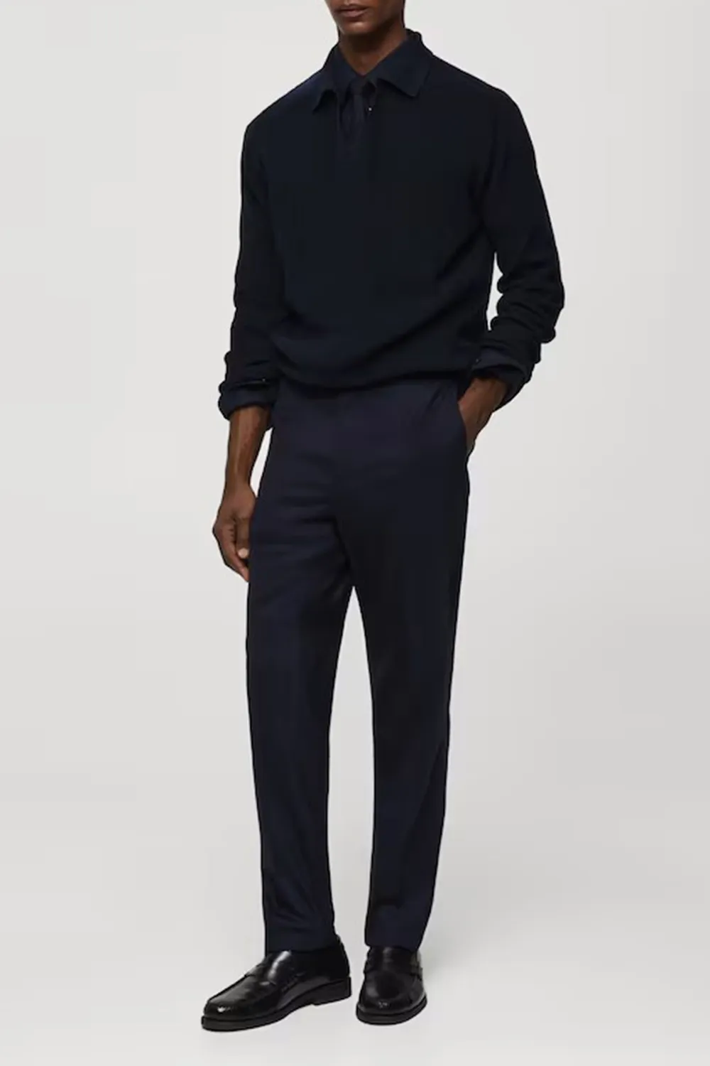 Ribbed Knit Polo Shirt