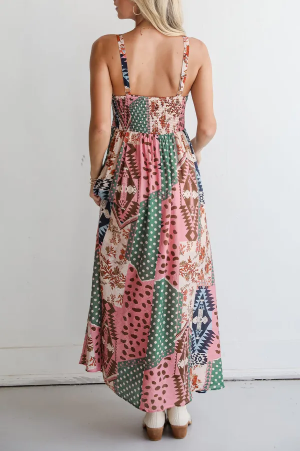 Unbelievably Divine Cream Patchwork Maxi Dress