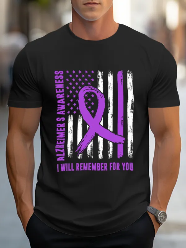Men's T Shirt I Wear Purple For Alzheimer's Awareness