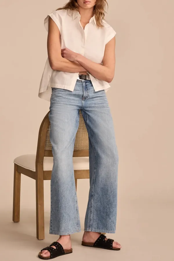 Bright White Sleeveless Tunic Buttondown