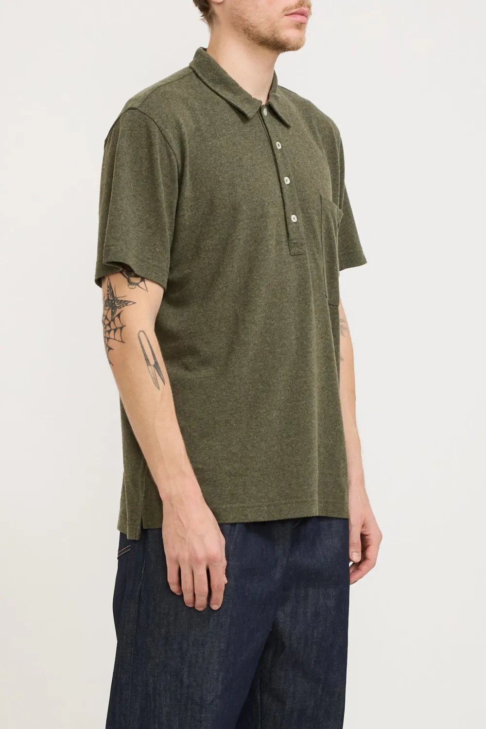 Pullover Shirt Olive Recycled Wool Mix