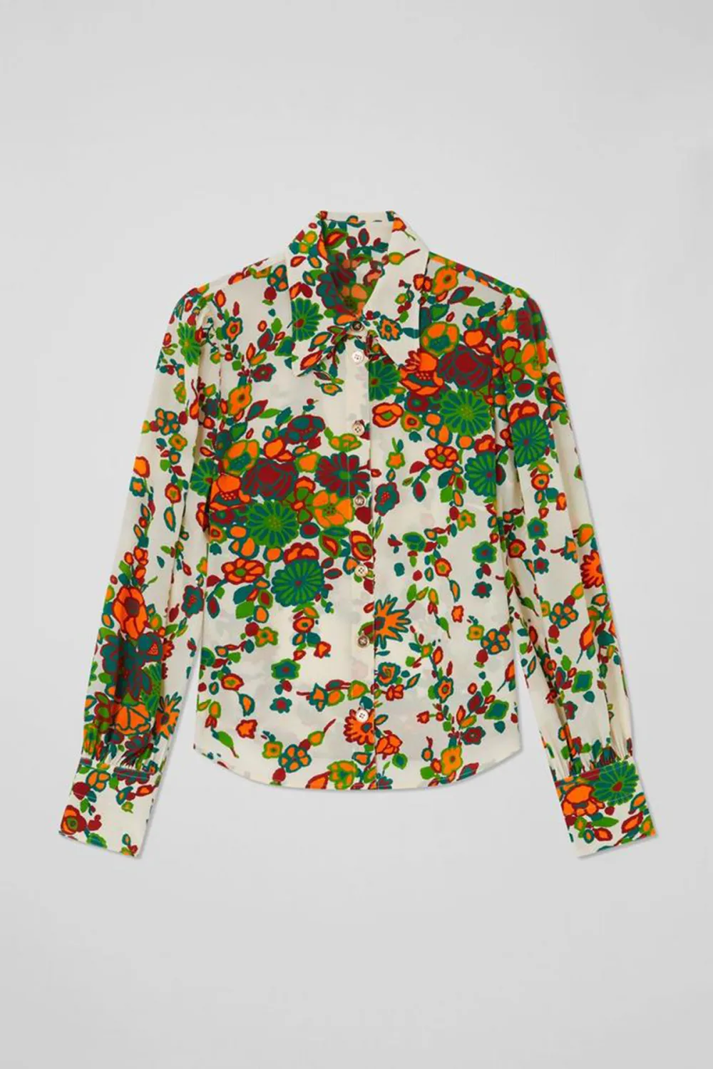 Colorful Floral Print Long Sleeve Button Down Shirt