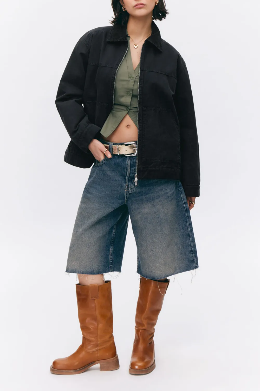 Zip Up Drop Shoulder Jacket