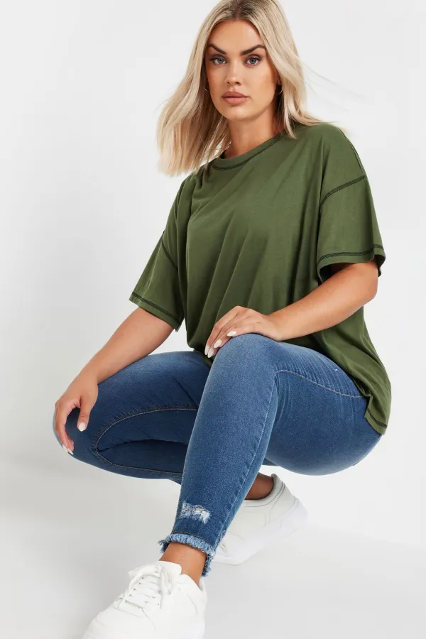 YOURS Curve Blue Distressed AVA Lift and Shape Stretch Skinny Jeans