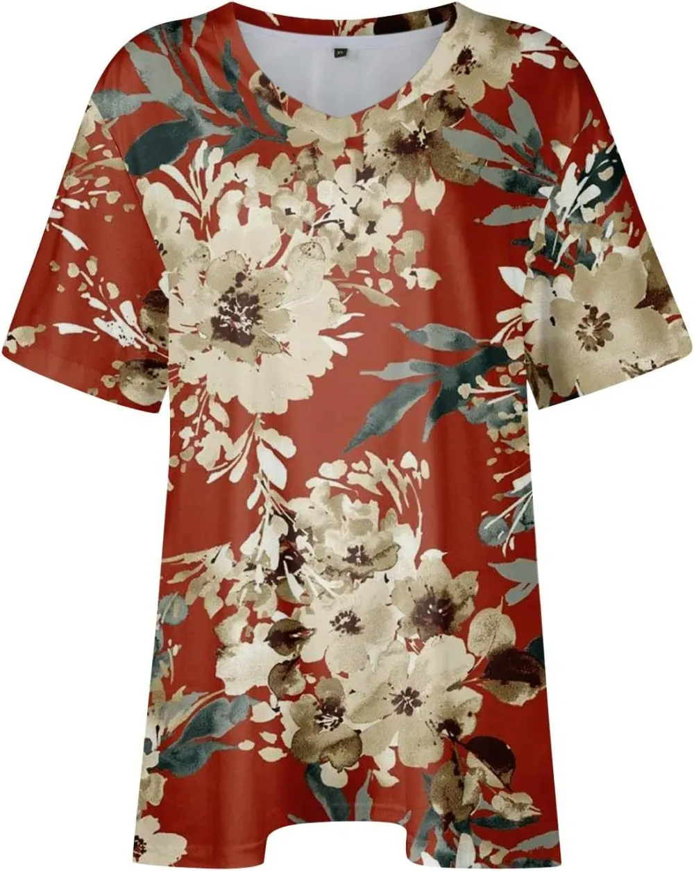 Plus Size Tops for Women Dressy Short Sleeve V Neck Shirts for Women Summer Tops for Women 2024 Floral Print Top