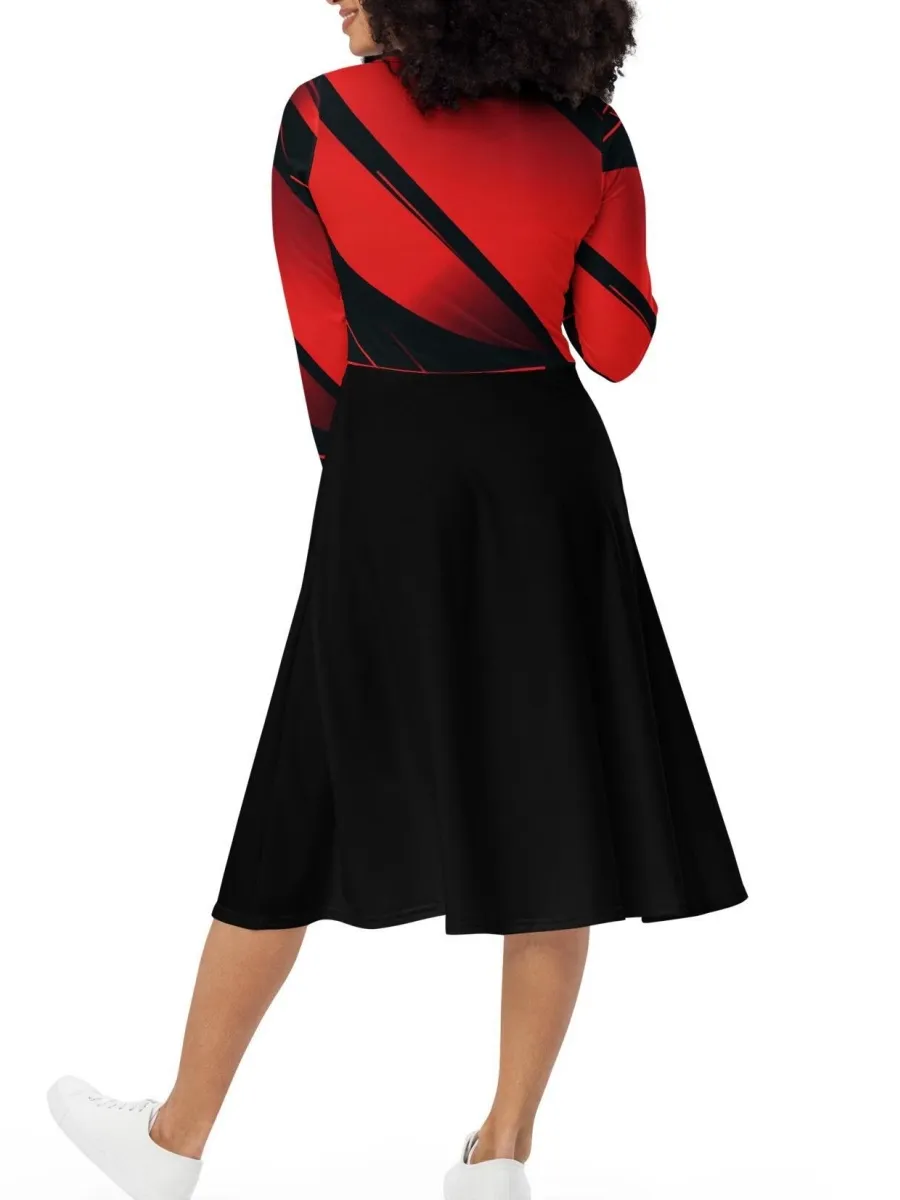 Contrast Color Round Neck Dress