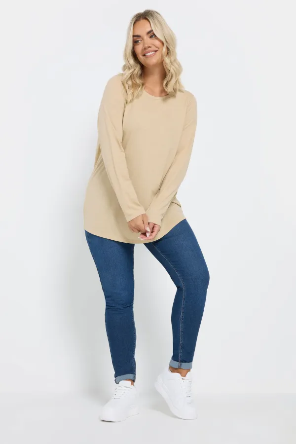 YOURS Curve Black Cotton Long Sleeve T-Shirt