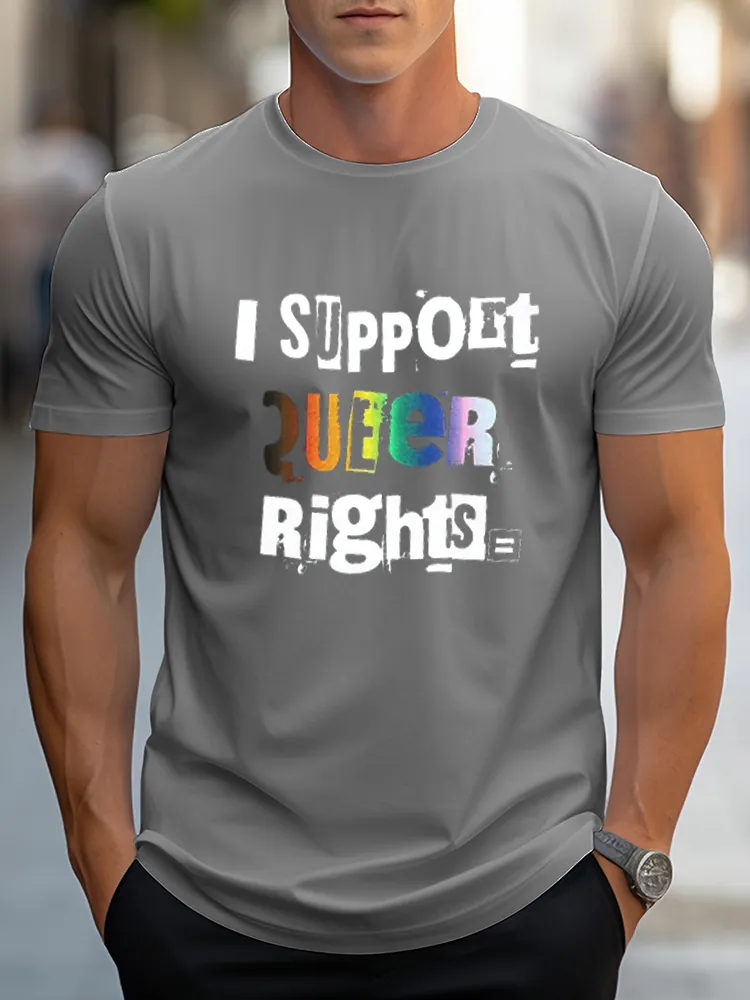 I Support Queer Rights T-Shirt Pure Cotton Round-Neck Short-Sleeved Shirt