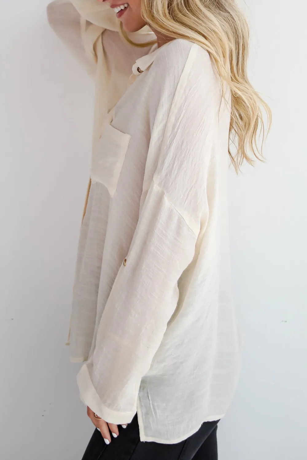 Compelling Composure Oversized Button-Up Blouse