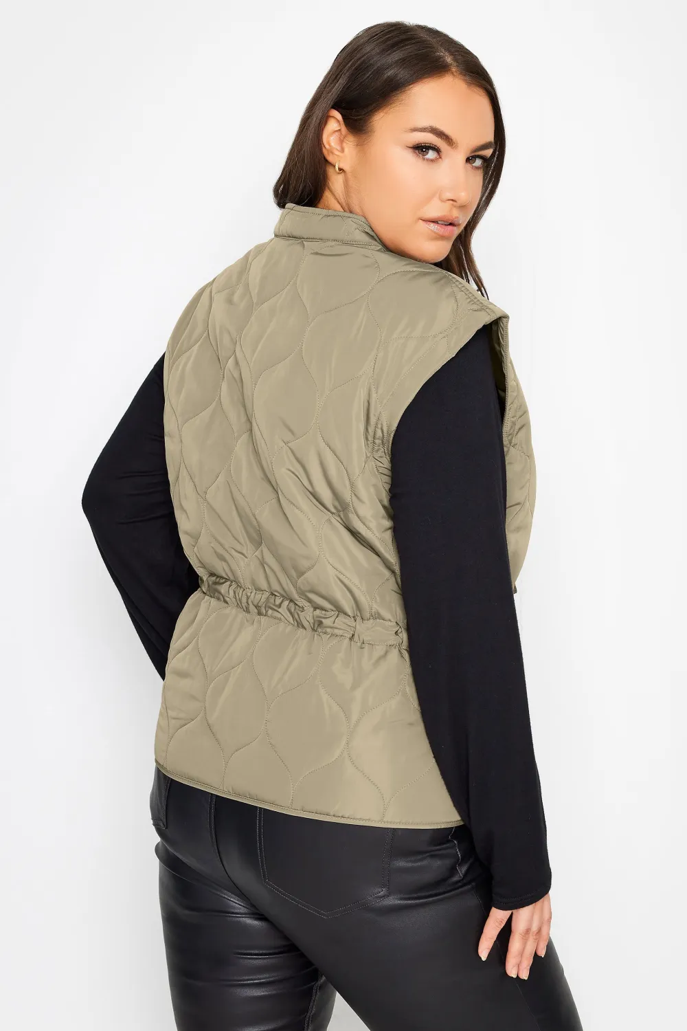 YOURS Curve Beige Brown Cropped Boxy Gilet