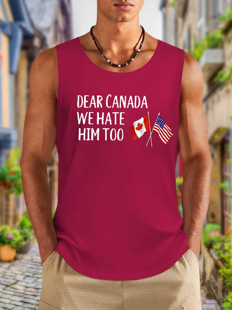 Men'S Dear Canada We Hate Him Too Round Neck Cotton Vest