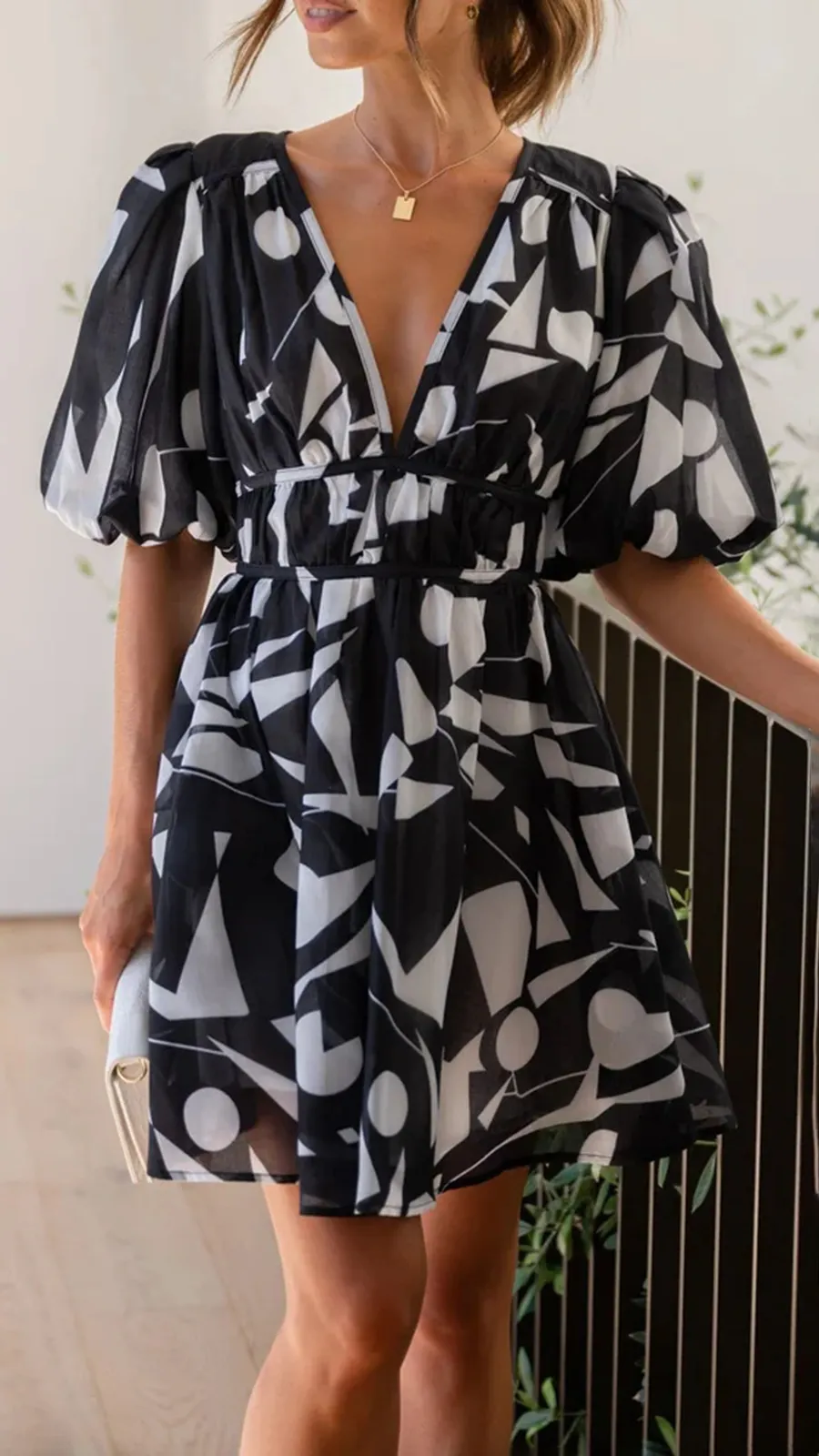 Short Puff Sleeve Mini Dress