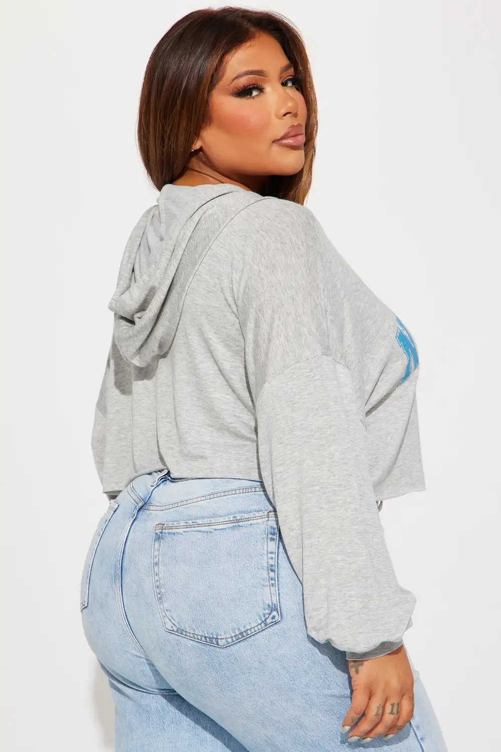 Better In New York Cropped Hoodie - Heather Grey
