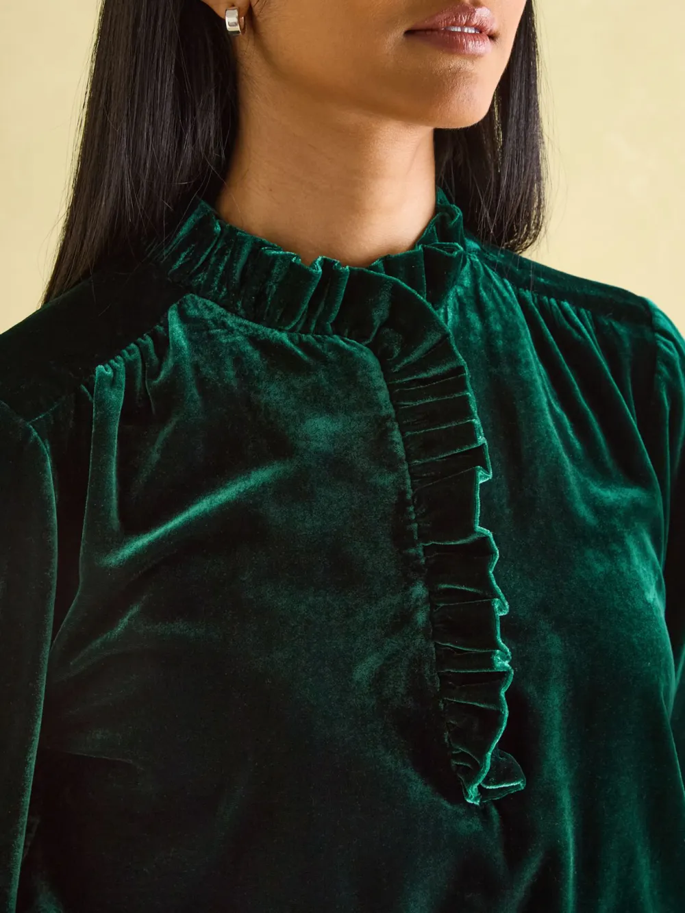 Medium Stretch Green Velvet Blouse