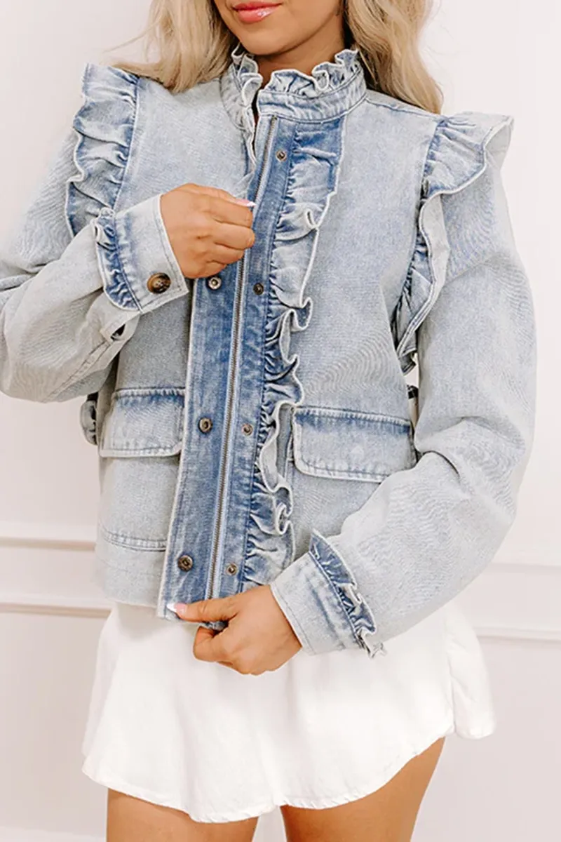 Cute French Ruffles Women's Denim Jacket